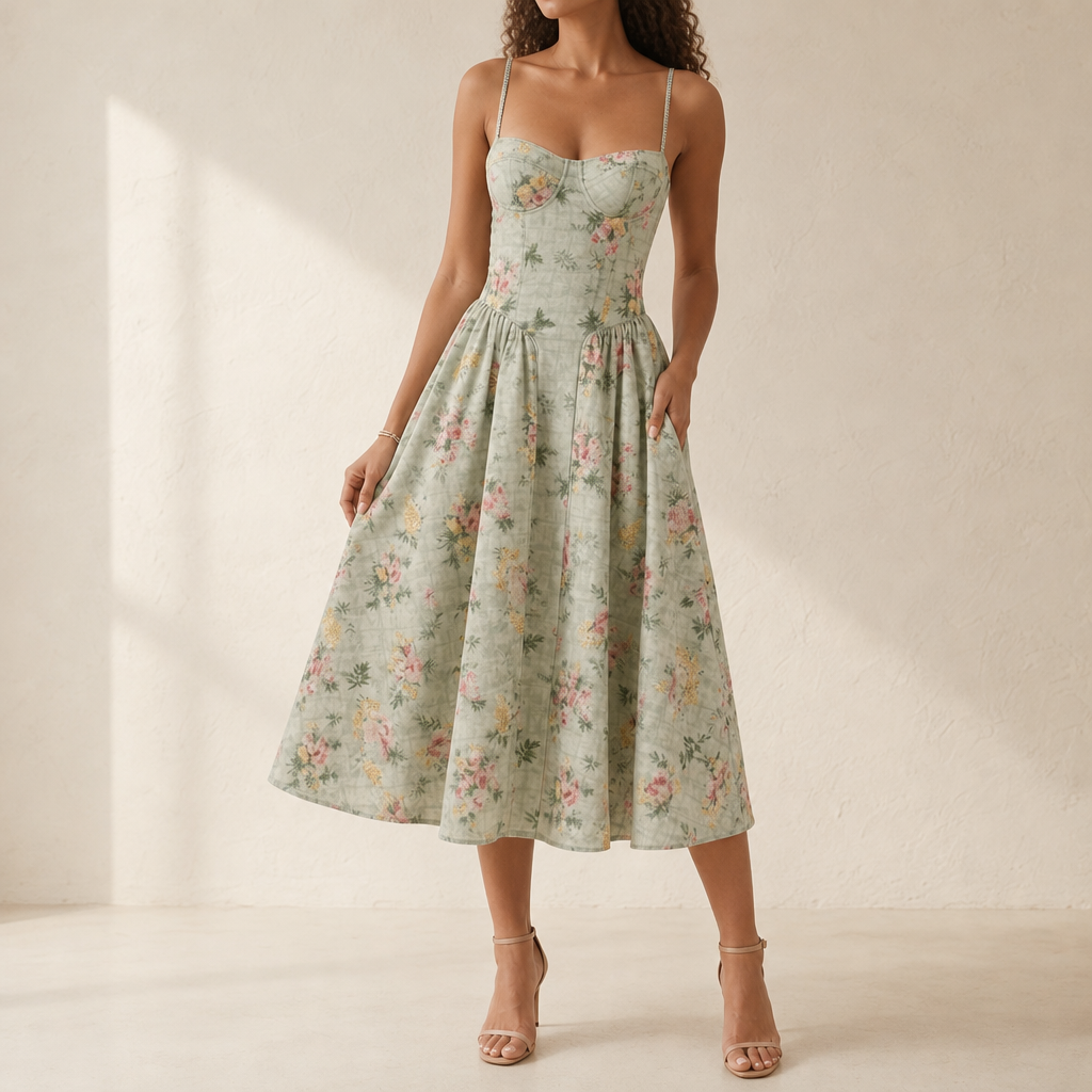 Camilla Pleated Floral Midi Dress