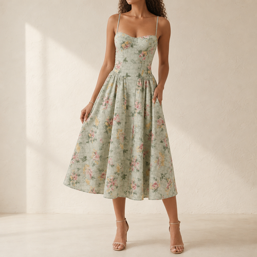 Camilla Pleated Floral Midi Dress