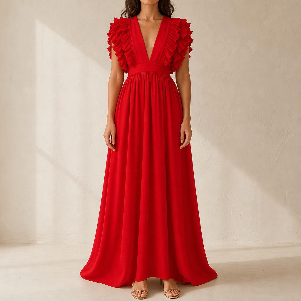 Gisella Ruffle Sleeve Maxi Dress