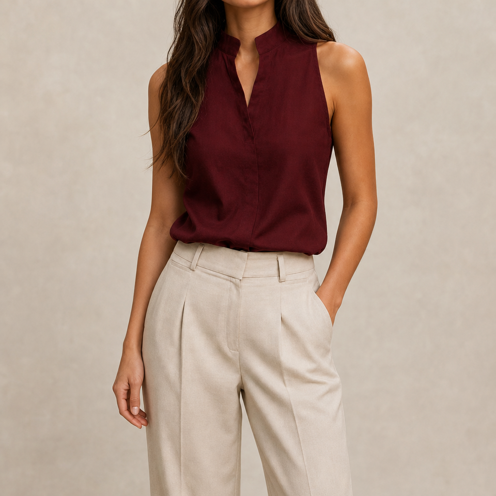 Cosima Stand Collar Sleeveless Blouse