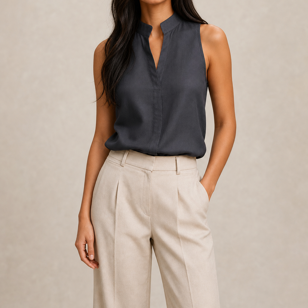 Cosima Stand Collar Sleeveless Blouse