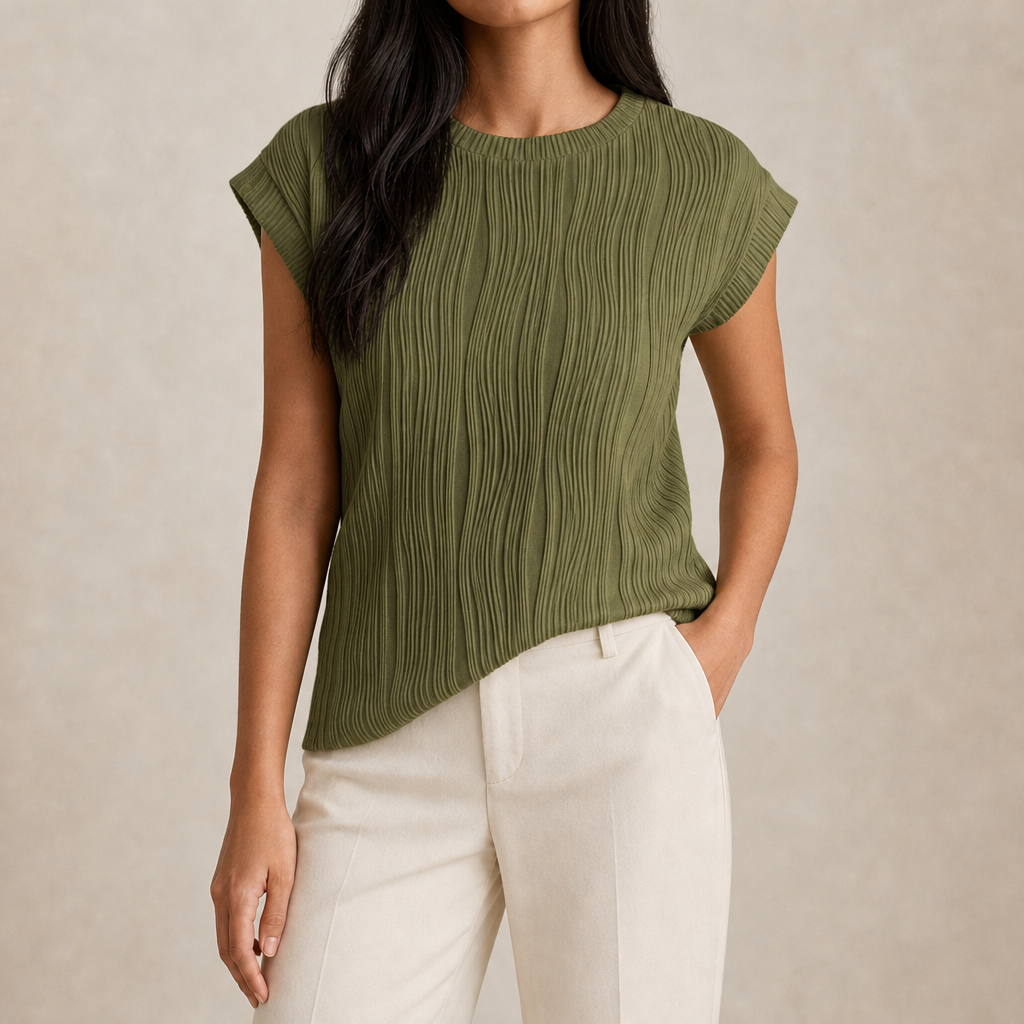 Giuliana Textured Pleated Top