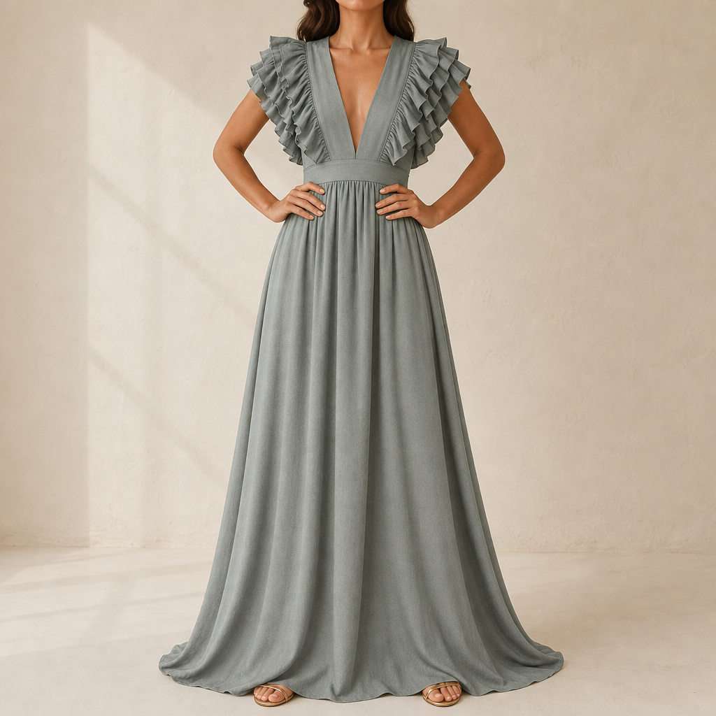 Gisella Ruffle Sleeve Maxi Dress