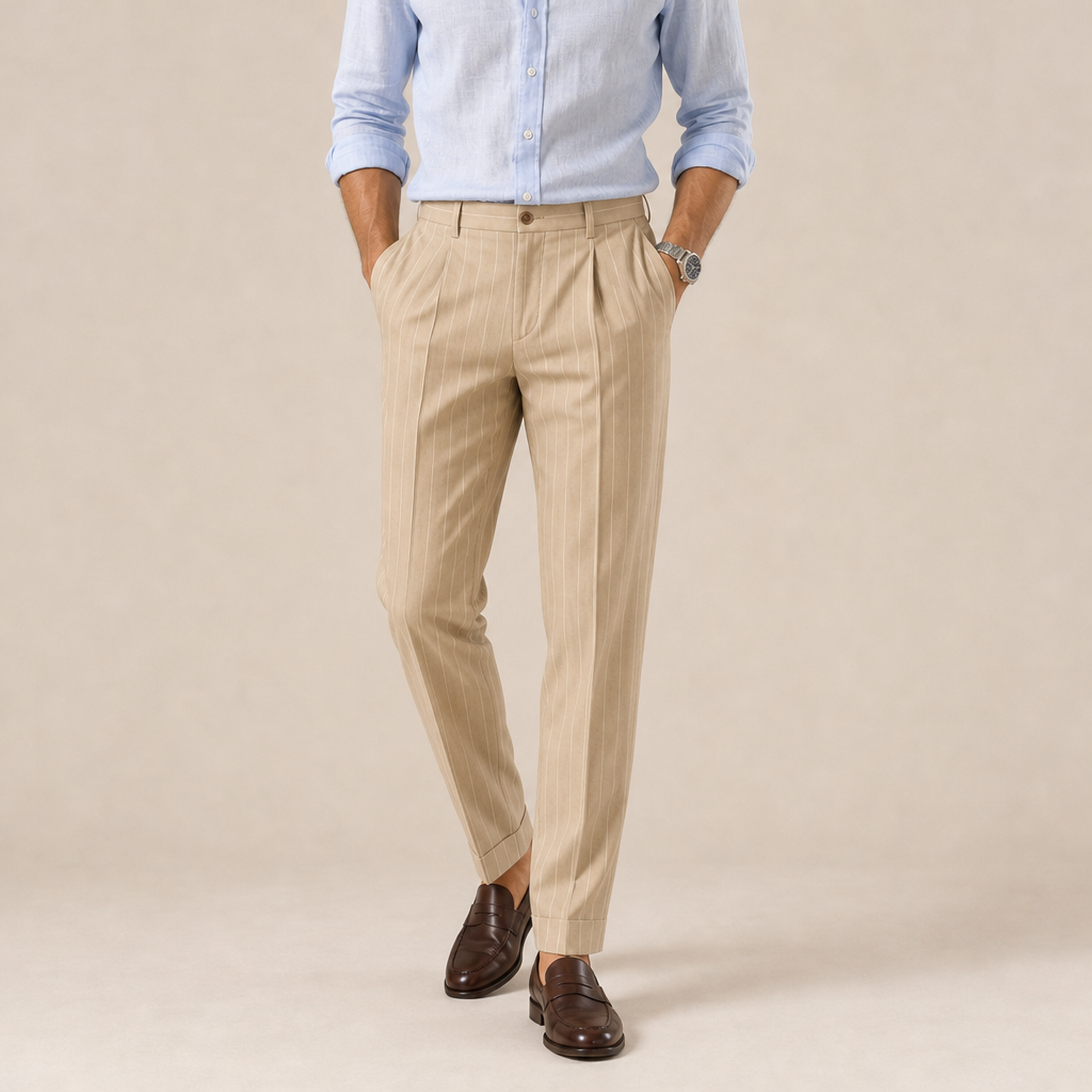 Massimo Pleated Pinstripe Trousers