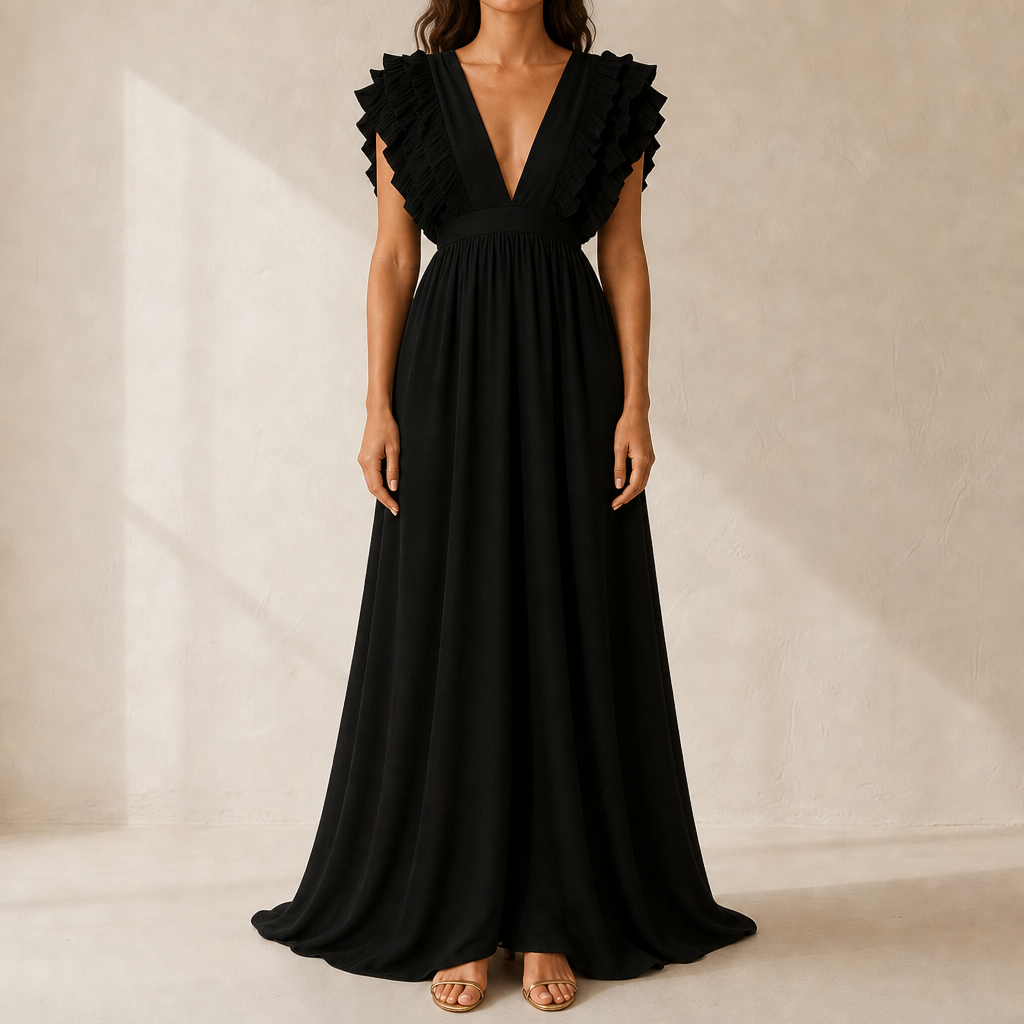 Gisella Ruffle Sleeve Maxi Dress