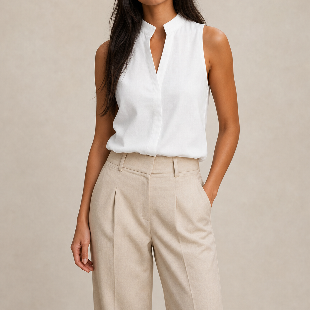 Cosima Stand Collar Sleeveless Blouse