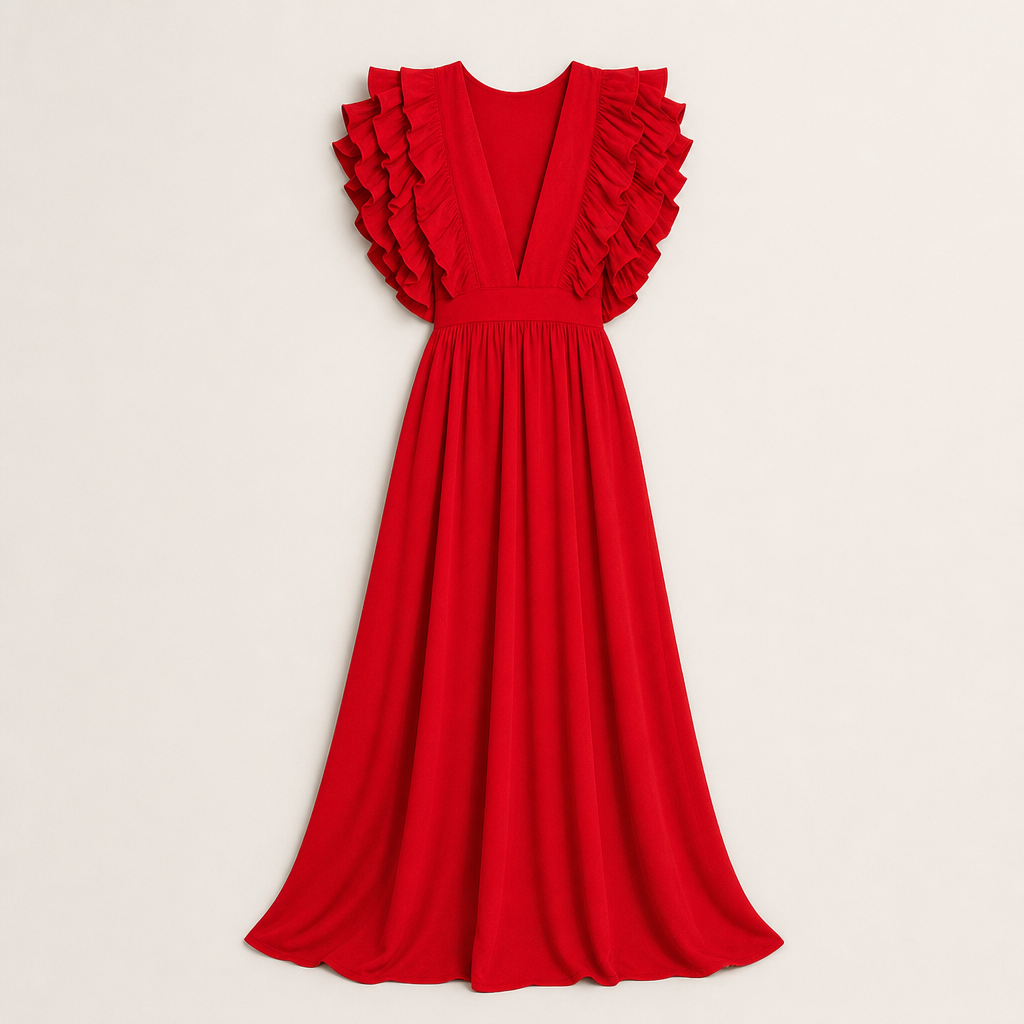 Gisella Ruffle Sleeve Maxi Dress