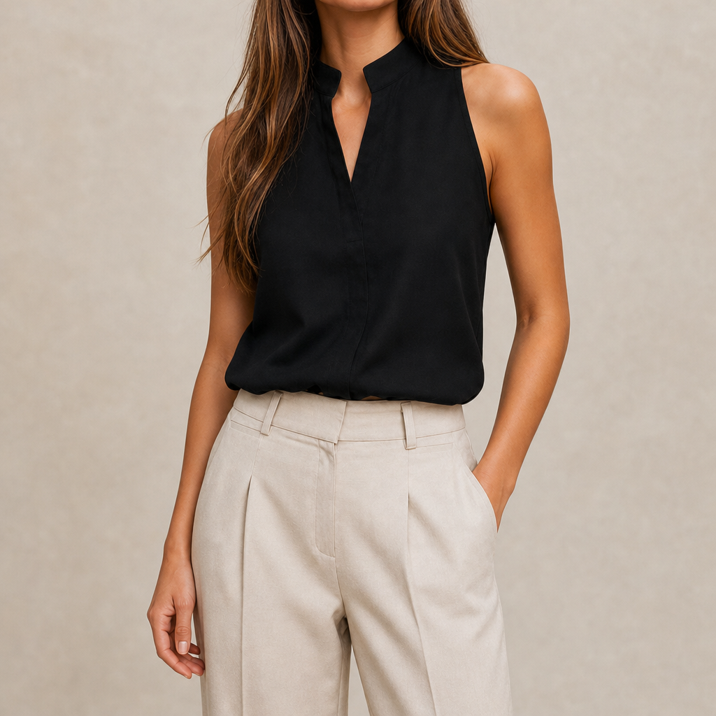 Cosima Stand Collar Sleeveless Blouse