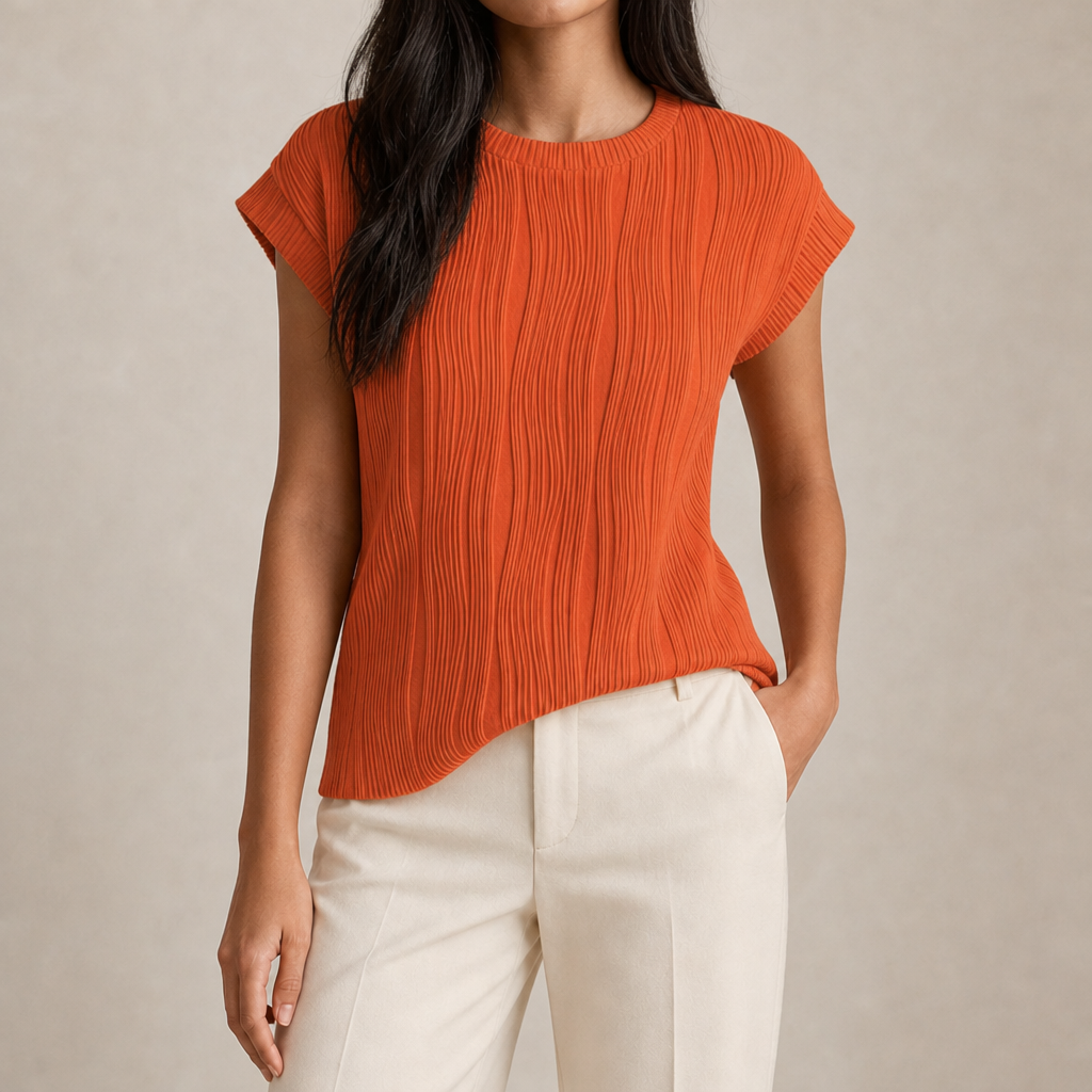 Giuliana Textured Pleated Top